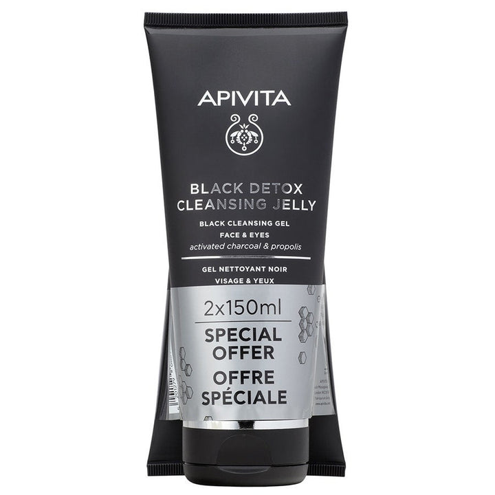 Apivita Face and Eyes Black Cleansing Gel 150ml x2 (5.07fl oz x2) - FrenchBeautyHub