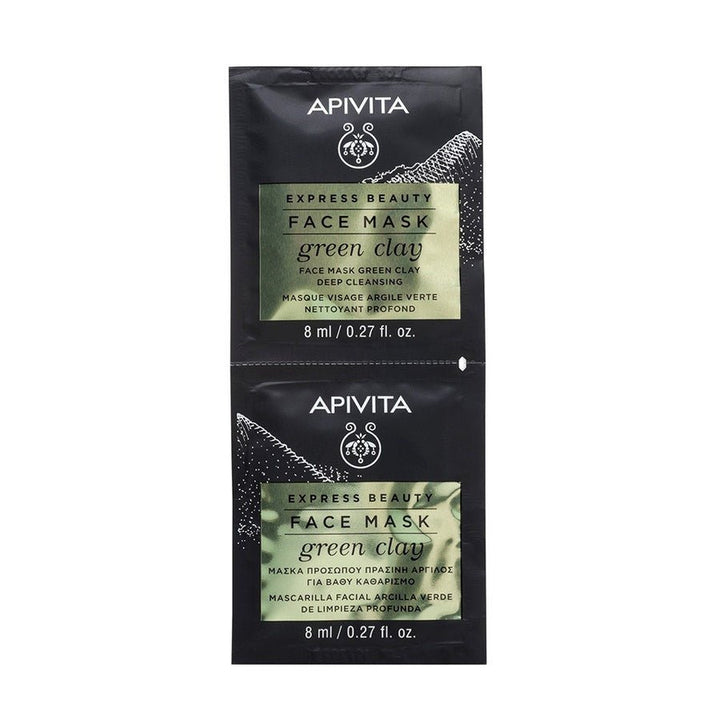 Apivita Green Clay Tiefenreinigende Gesichtsmaske 8 ml x2 (0,27 fl oz x2) - FrenchBeautyHub