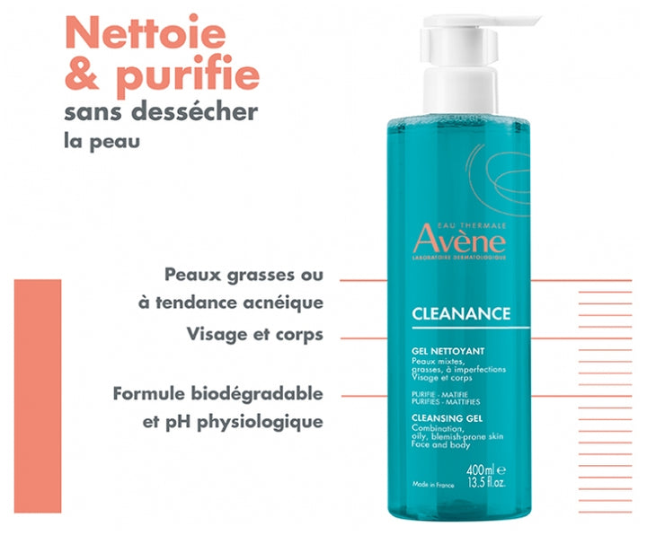 Avène Cleanance Cleansing Face & Body Gel Oily Blemish-Prone Skin 400ml (13.52fl oz)