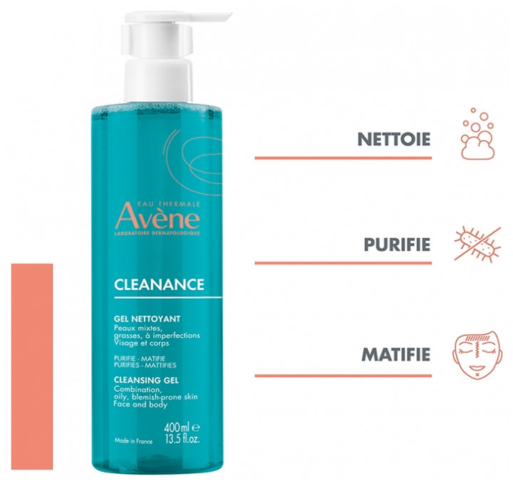 Avène Cleanance Cleansing Face & Body Gel Oily Blemish-Prone Skin 400ml (13.52fl oz)