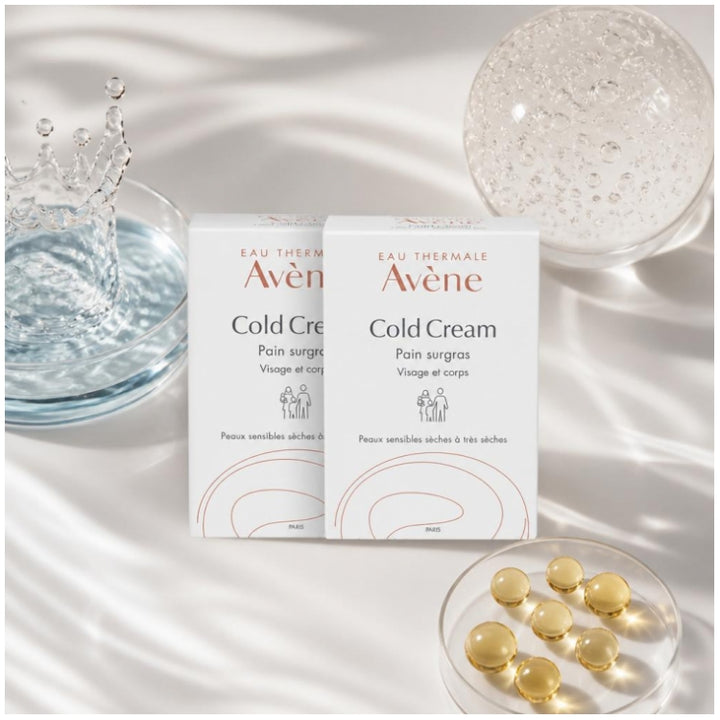Avène Cold Cream Superfatted Face and Body Bar for Sensitive Skin 2x100g (3.53oz)
