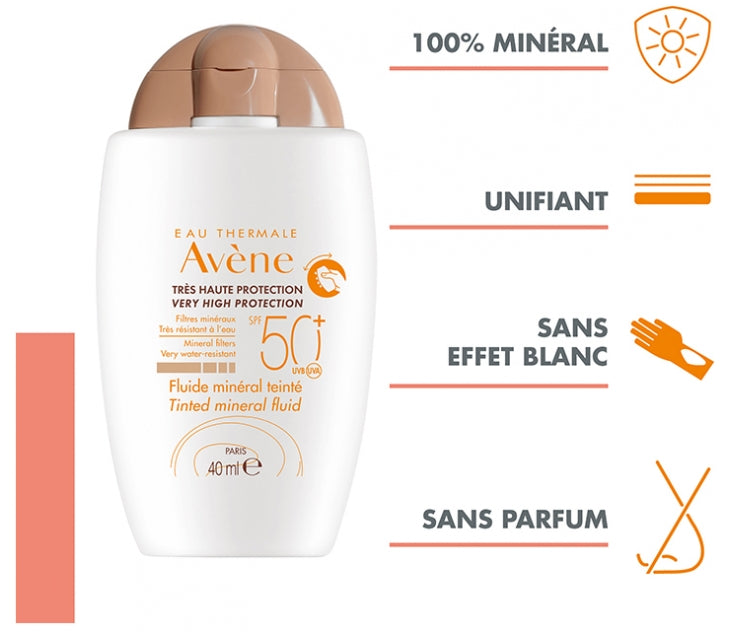 Avène Sun Very High Protection Tinted Mineral Fluid SPF50+ - 40ml (1.35fl oz)