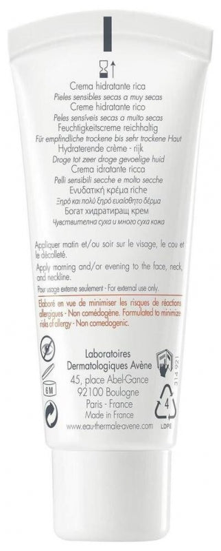 Avène Hydrance Rich Moisturizer 40ml (1.35fl oz) for Sensitive Dry to Very Dry Skin