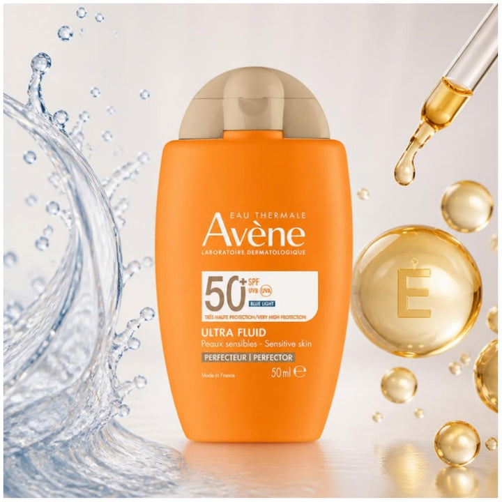 Avène Ultra-Fluid Perfector SPF50+ UVB UVA Blue Light Sunscreen for Sensitive Skin 50ml (1.69fl oz)