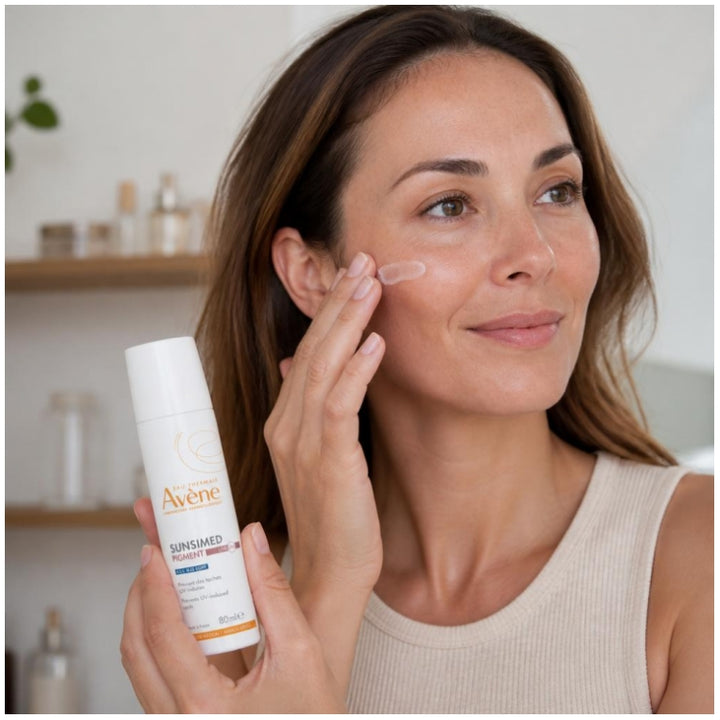 Avène Solar Sunsimed Pigment واقي شمس SPF50+ ضد الأشعة UVB وUVA والضوء الأزرق 80ml