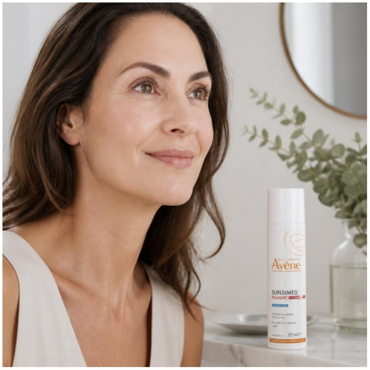 Avène Solar Sunsimed Pigment واقي شمس SPF50+ ضد الأشعة UVB وUVA والضوء الأزرق 80ml