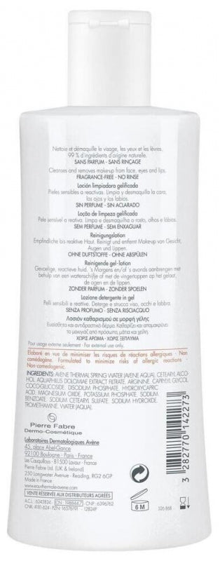 Avène Tolérance Loción limpiadora en gel para piel sensible 400ml