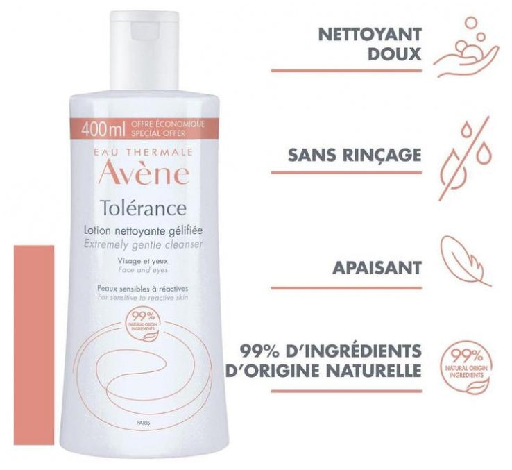 Avène Tolérance Loción limpiadora en gel para piel sensible 400ml