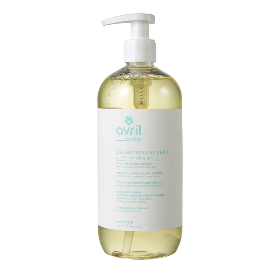 Avril 2 in 1 cleansing gel with organic calendula extract Baby Face, Body and Hair 500ml (16.91fl oz) - FrenchBeautyHub