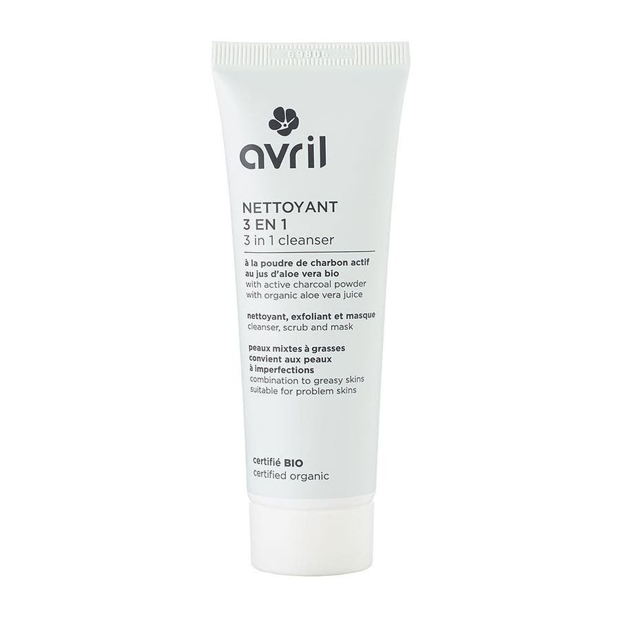 Avril 3 in 1 cleaner with organic activated charcoal powder Combination to oily skin 50ml (1.69fl oz) - FrenchBeautyHub