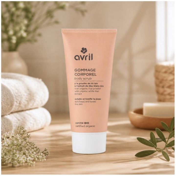 Avril Body Exfoliante corporal con polvo de arroz ecológico y lila blanca ecológica 200ml