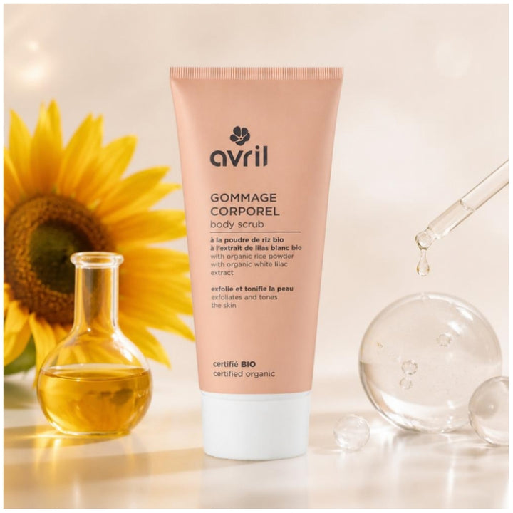 Avril Body Exfoliante corporal con polvo de arroz ecológico y lila blanca ecológica 200ml