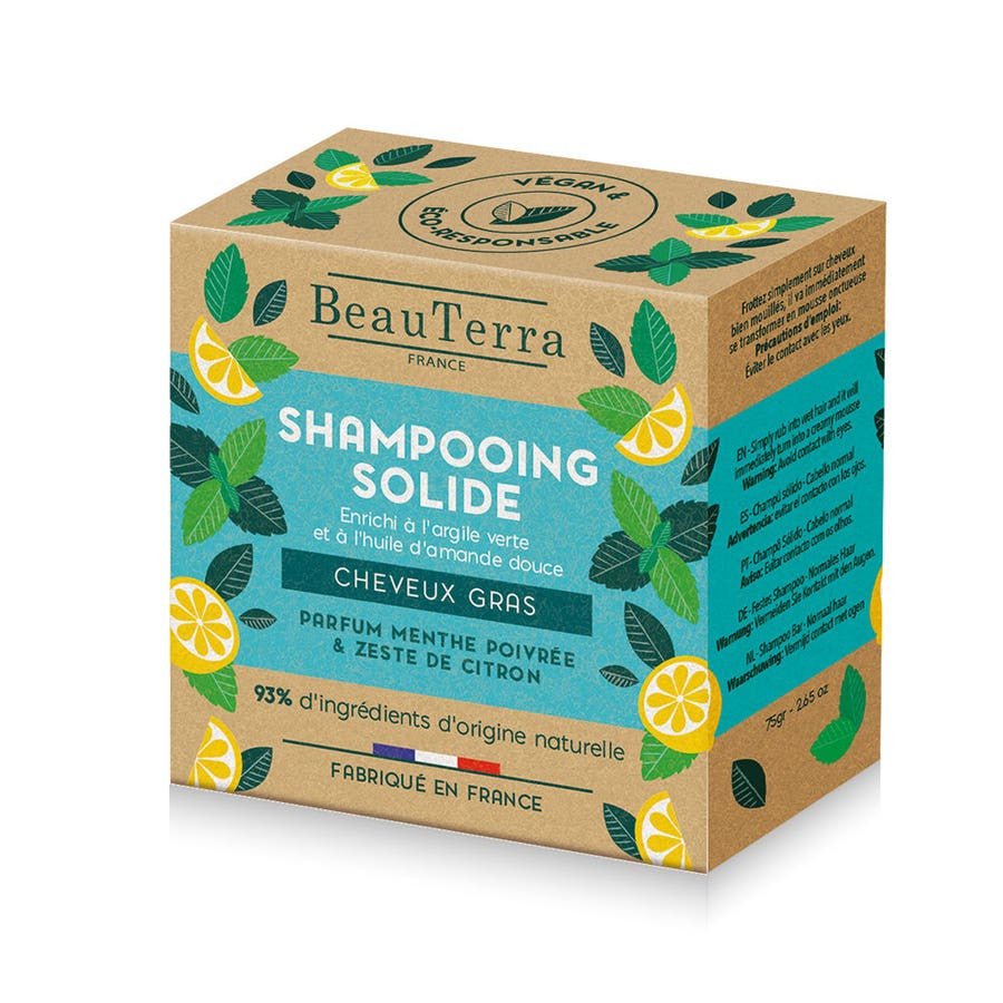 Beauterra Solid Shampoo for Oily Hair Cheveux gras 75g (2.64 oz) - FrenchBeautyHub