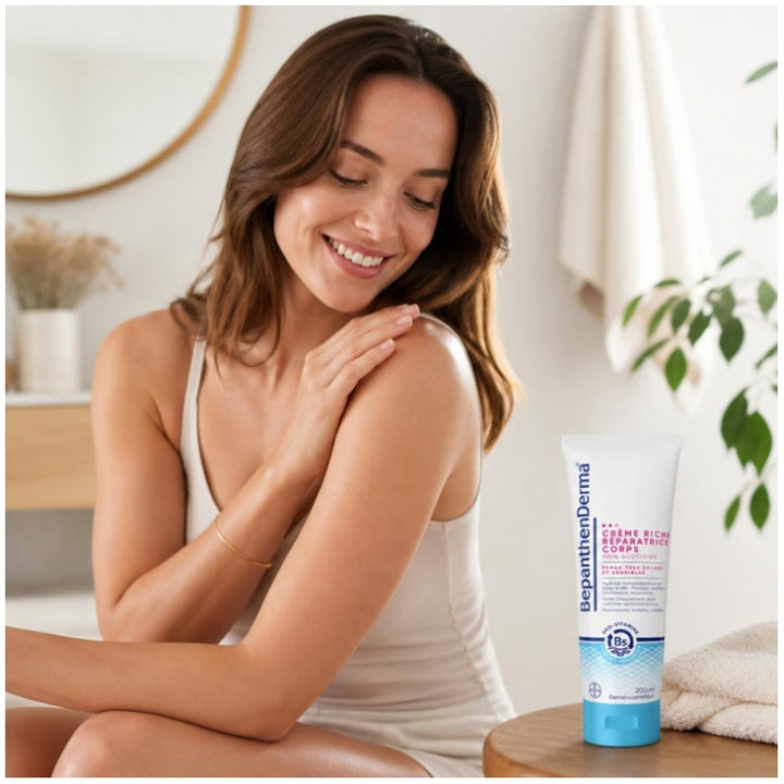 Bepanthen Derma Derma Crème corps riche réparatrice en tube pour peau très sèche et sensible 200ml