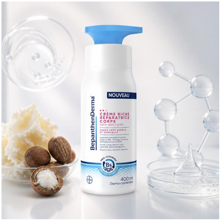 Bepanthen Derma Crème corps réparatrice riche en flacon-pompe Peaux très sèches et sensibles 400ml