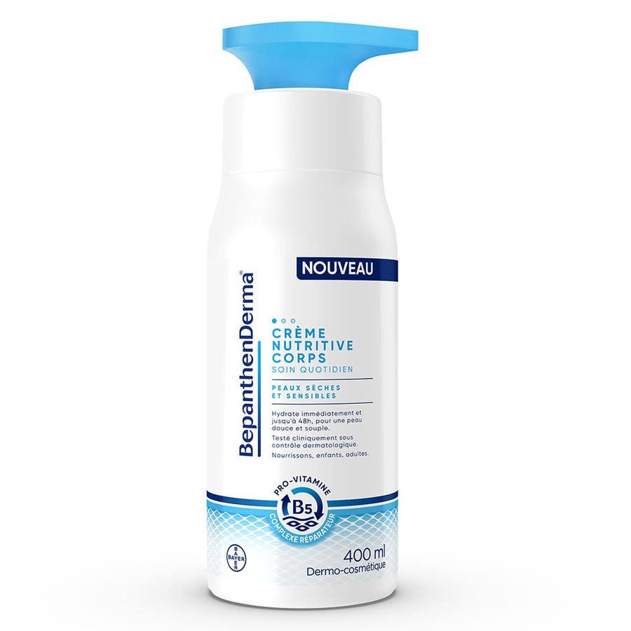 Bepanthen Derma Nutritive Body Cream Pump Bottle Dry and sensitive skin 400ml (13.52fl oz) - FrenchBeautyHub