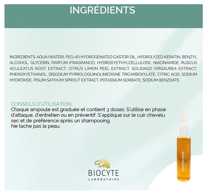 Biocyte Keratin Forte Pack de sérum en ampoules 9ml x15