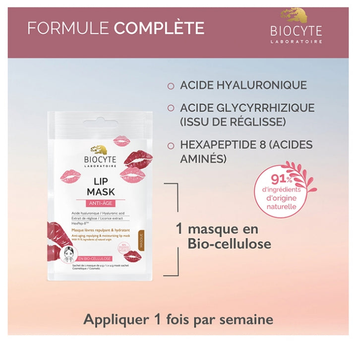 Biocyte Anti-Ageing Mascarilla labial con ácido hialurónico y extracto de regaliz, 4g