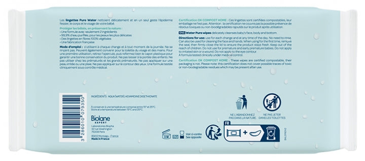 Biolane Expert Lenços umedecidos com água pura 60
