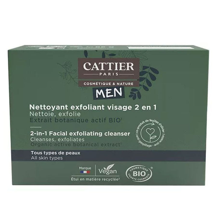 Cattier Man 2 in 1 Exfoliating Cleanser - Solide Bioes 85g (3 oz) - FrenchBeautyHub