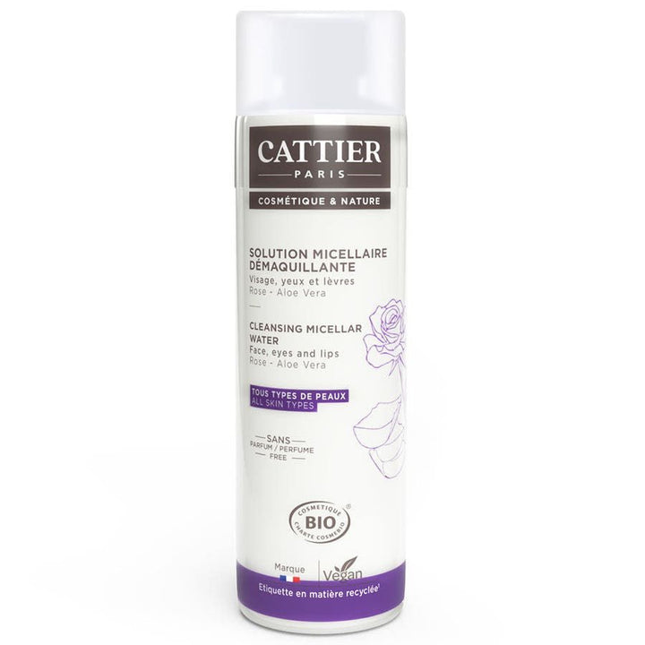 Cattier Organic Rose Aloe Vera Cleansing Micellar Solution 300ml (10.14fl oz) - FrenchBeautyHub