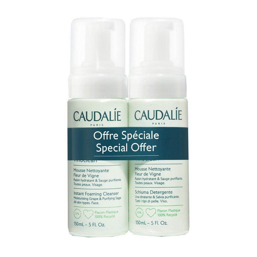 Caudalie Vinoclean Instant Cleansing Foam Face 150ml x2 (5.07fl oz x2) - FrenchBeautyHub