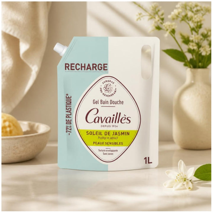 Cavaillès Surgras Pro-Regenererende Eco-navulling bad- en douchegel Soleil de Jasmin 1L