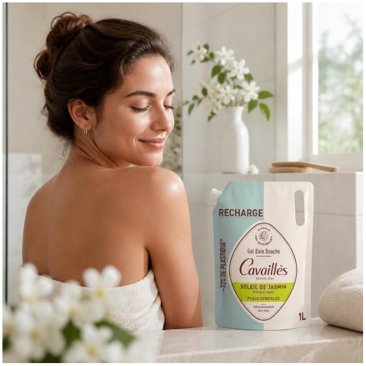 Cavaillès Surgras Pro-Regenererende Eco-navulling bad- en douchegel Soleil de Jasmin 1L