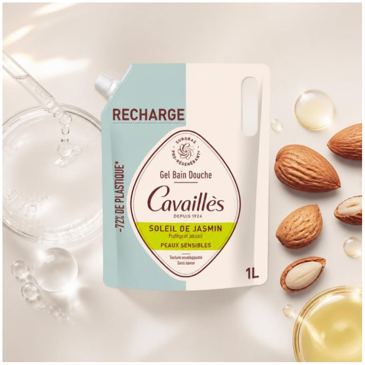 Cavaillès Surgras Pro-Regenererende Eco-navulling bad- en douchegel Soleil de Jasmin 1L