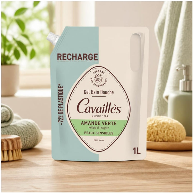 Cavaillès Refill جل الاستحمام والحمام باللوز الأخضر 1L