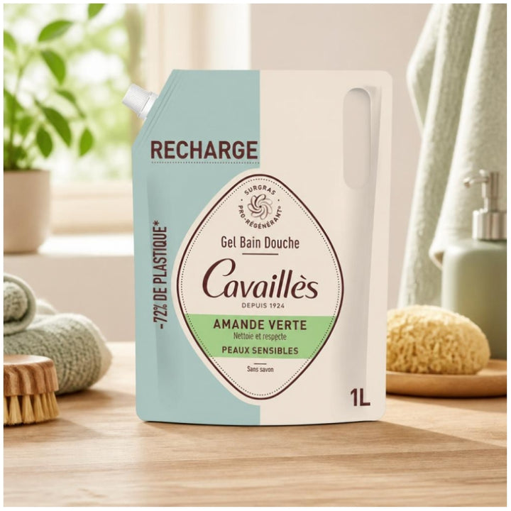 Cavaillès Refill جل الاستحمام والحمام باللوز الأخضر 1L