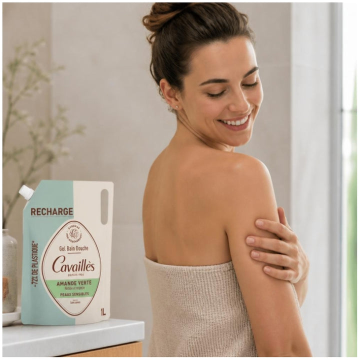 Cavaillès Refill جل الاستحمام والحمام باللوز الأخضر 1L