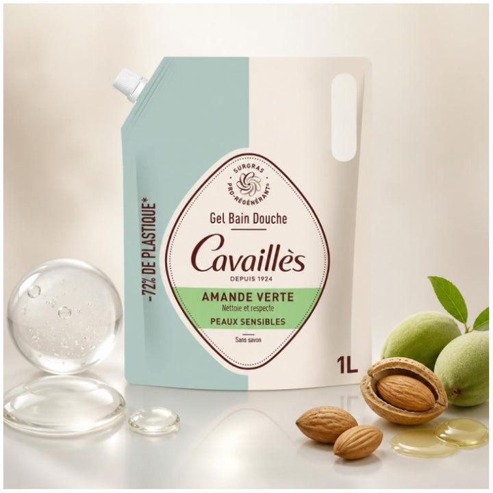 Cavaillès Refill جل الاستحمام والحمام باللوز الأخضر 1L