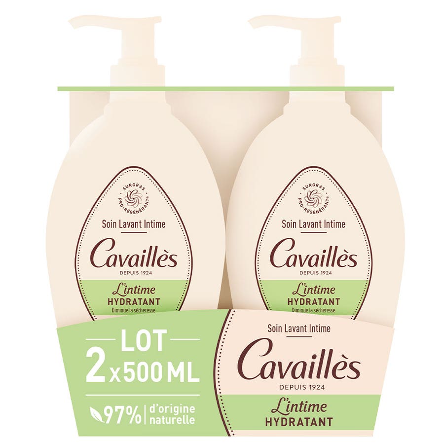 Cavaillès Intimate Dryness Hydrating Cleansing Care Drought 500ml x2 (16.91fl oz x2) - FrenchBeautyHub