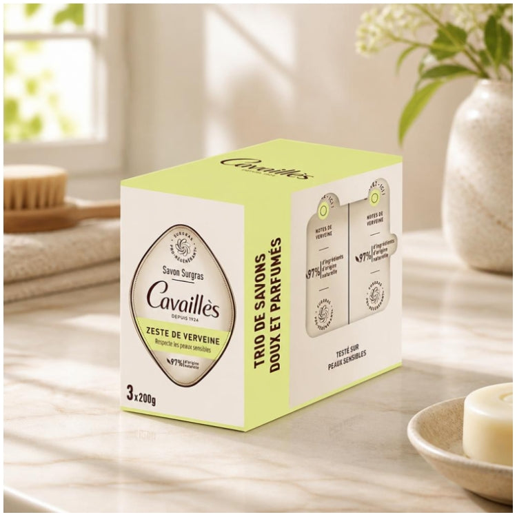 Cavaillès Surgras Pro-Regenerating Verbena Zest Soaps 3x200g (7.05oz)