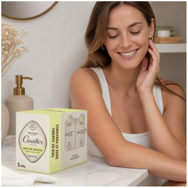 Cavaillès Surgras Pro-Regenerating Verbena Zest Soaps 3x200g (7.05oz)