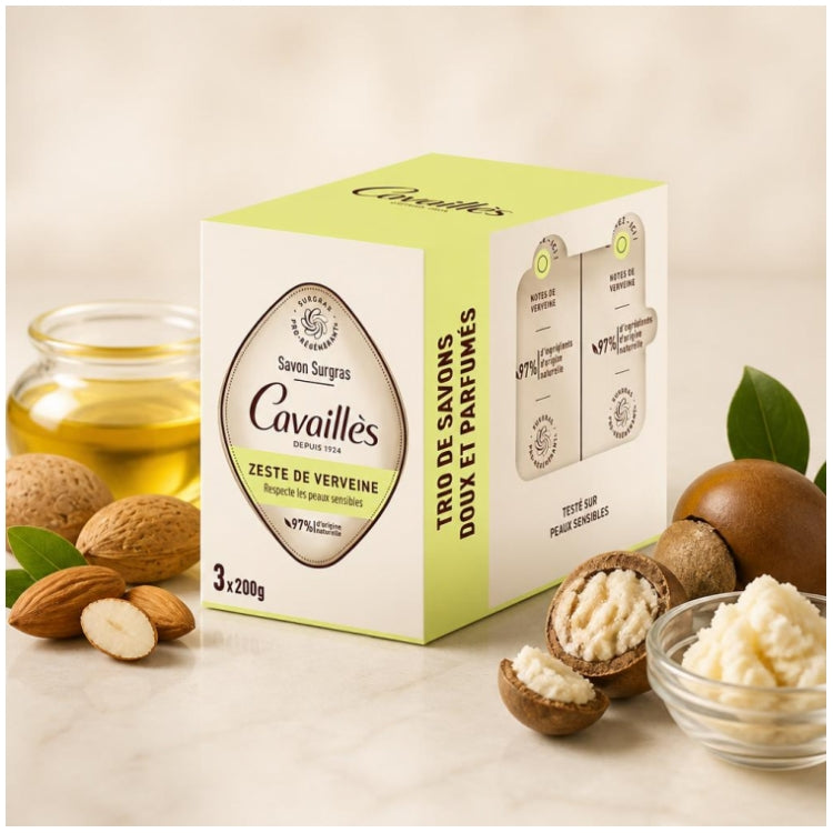 Cavaillès Surgras Pro-Regenerating Verbena Zest Soaps 3x200g (7.05oz)