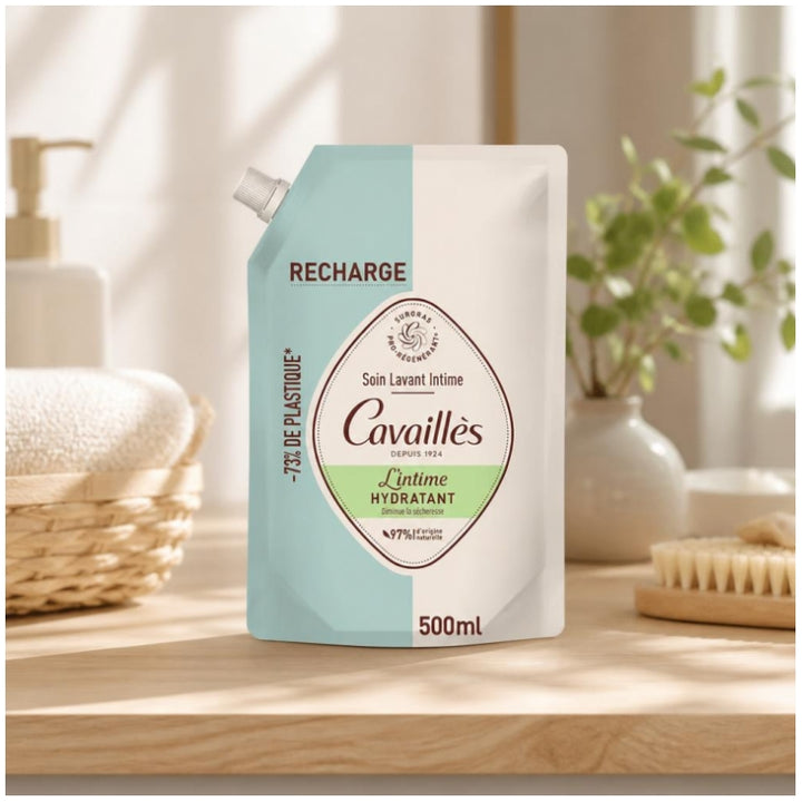 Cavaillès Intimate Nachfüllpack feuchtigkeitsspendende Intimwaschlotion bei Trockenheit 500ml
