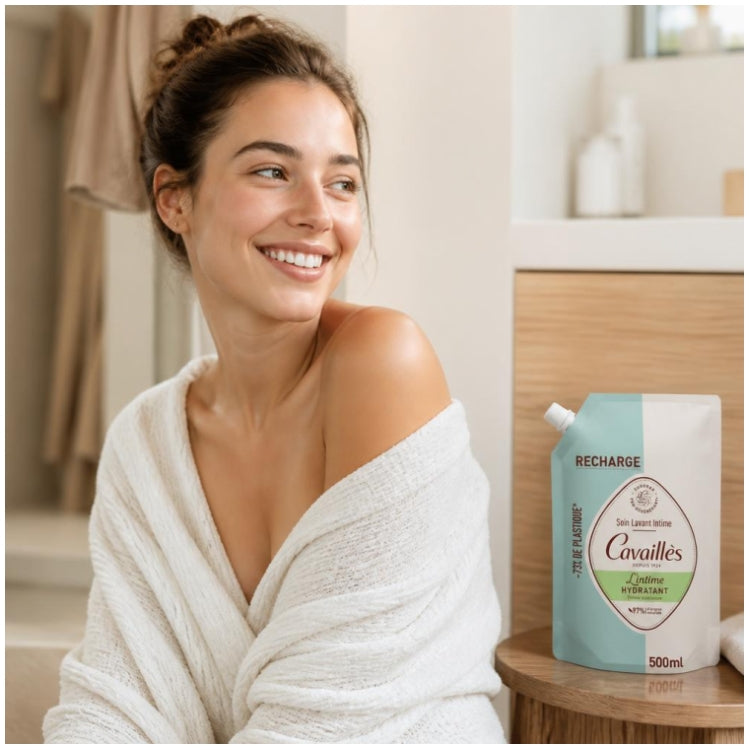 Cavaillès Intimate Nachfüllpack feuchtigkeitsspendende Intimwaschlotion bei Trockenheit 500ml