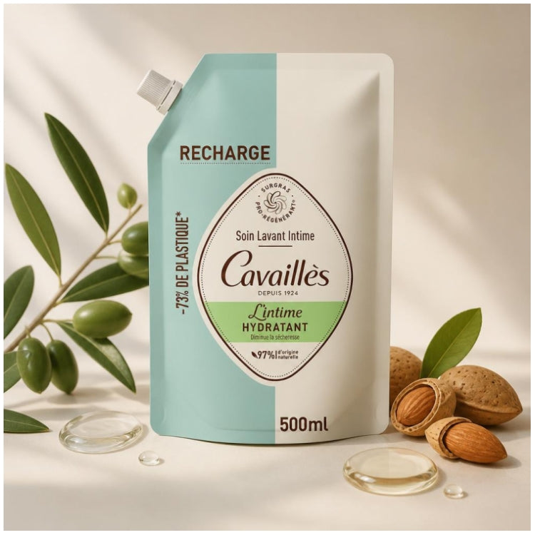 Cavaillès Intimate Nachfüllpack feuchtigkeitsspendende Intimwaschlotion bei Trockenheit 500ml