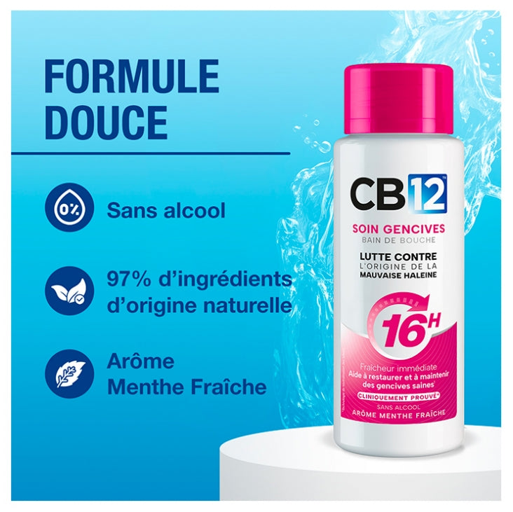 Cb12 Sensitive Gums Mouthwash fresh mint 12h 250ml (8.45fl oz)