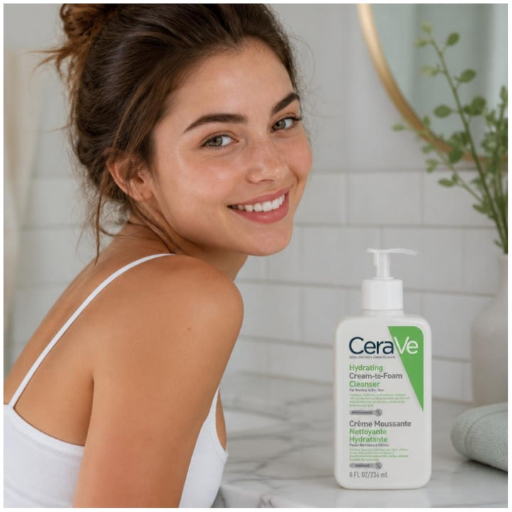 Cerave Face Gesichtsreiniger Reinigende und feuchtigkeitsspendende Schaumcreme für normale bis trockene Haut 473ml