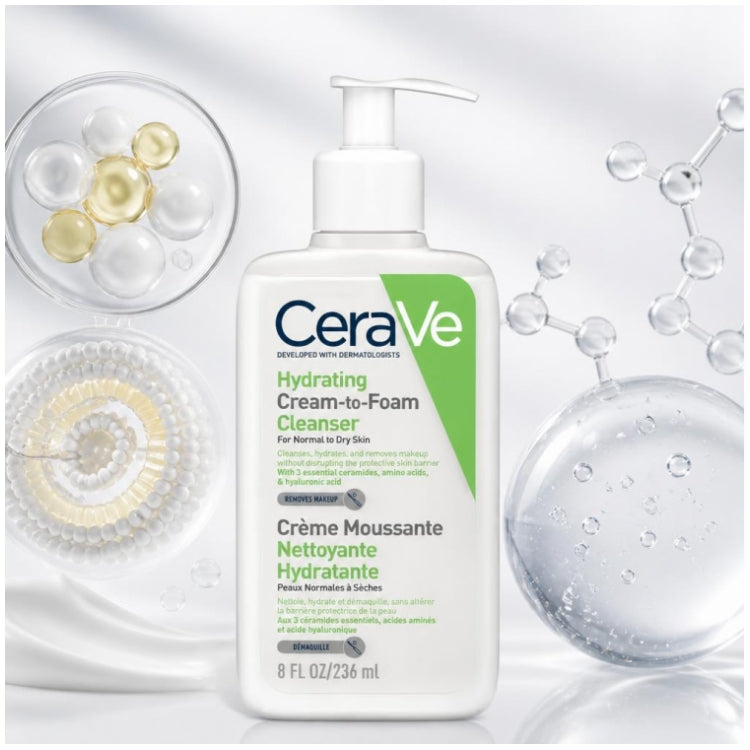 Cerave Face Gesichtsreiniger Reinigende und feuchtigkeitsspendende Schaumcreme für normale bis trockene Haut 473ml