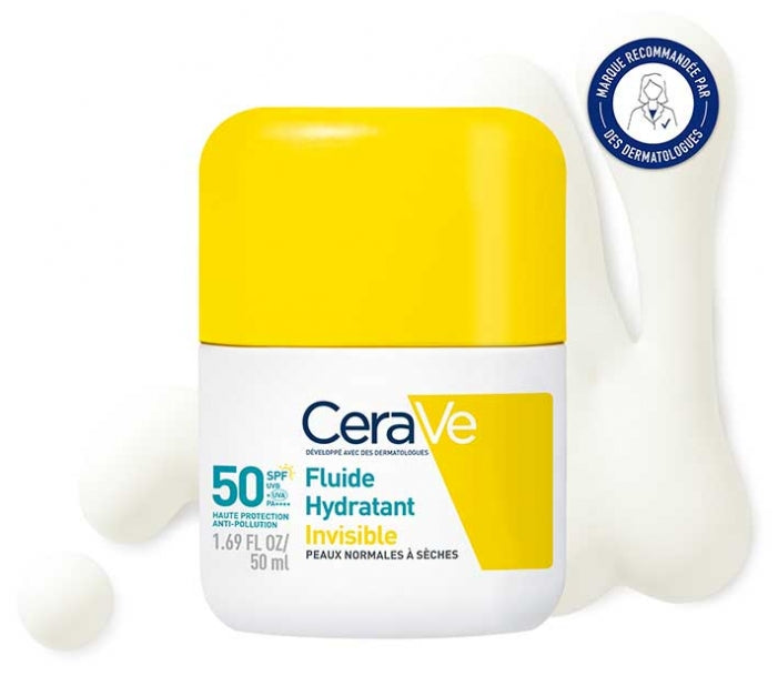 Cerave Invisible Hydraterende Fluïde SPF50 Hoge Bescherming voor het gezicht 50ml