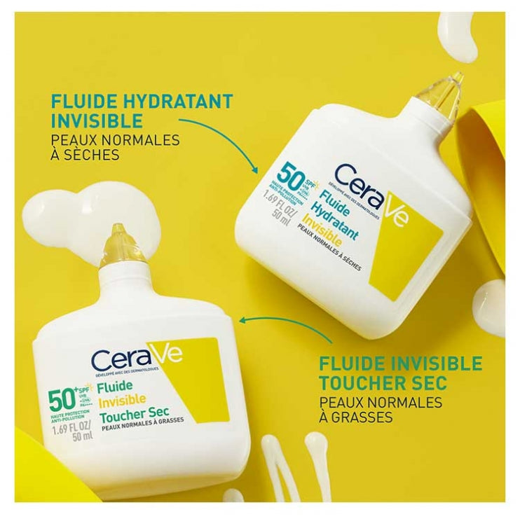 Cerave Invisible Hydraterende Fluïde SPF50 Hoge Bescherming voor het gezicht 50ml