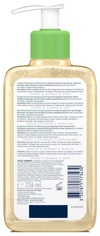 CeraVe Hydrating Foaming Cleansing Oil for Normal to Very Dry Skin 236ml (7.98fl oz)