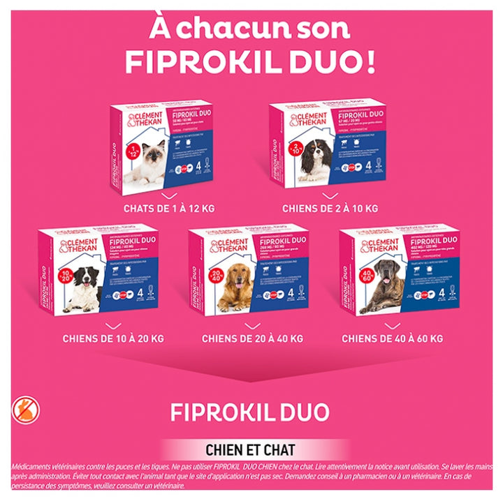 Clement-Thekan Fiprokil Cat Flea &amp; Tick Duo Cats 1-12 kg 2 pipettes