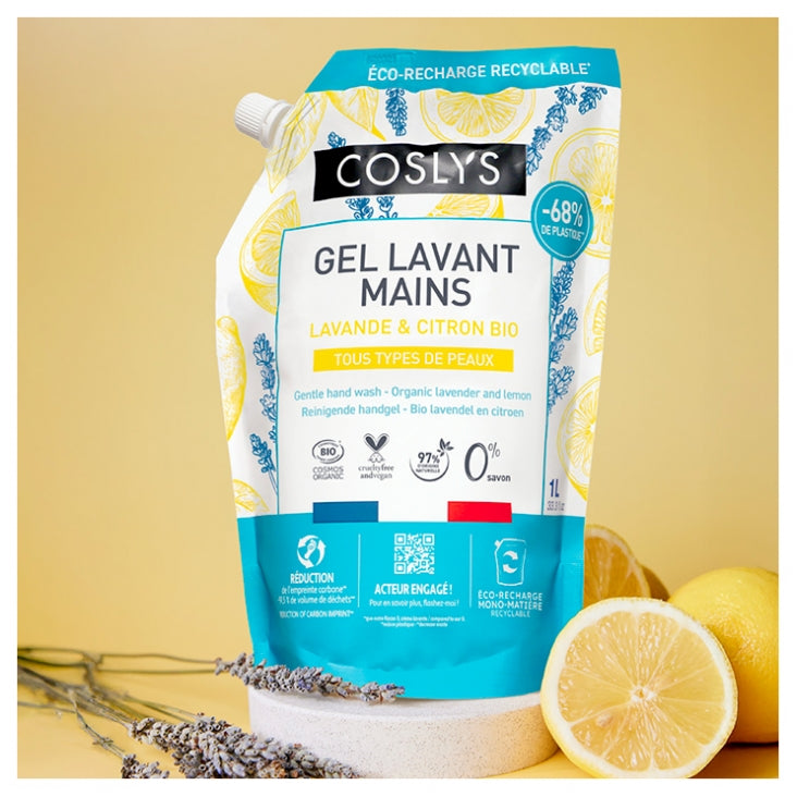 Coslys Eco-Refill Hands Washing Gel Bioes Lavender & Lemon 1L (33,81fl oz)