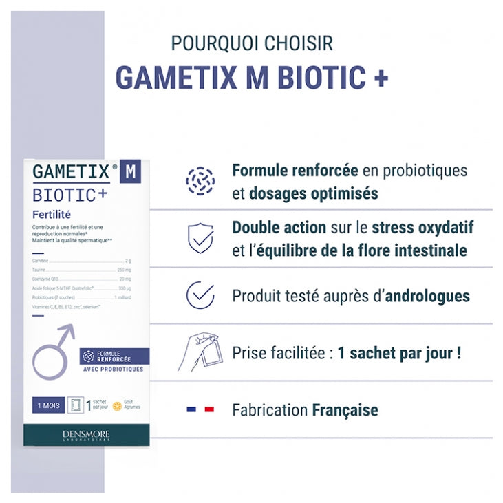 Densmore Gynecology Gametix M Biotic+ Verstärkte Formel für die Fruchtbarkeit 30 Beutel