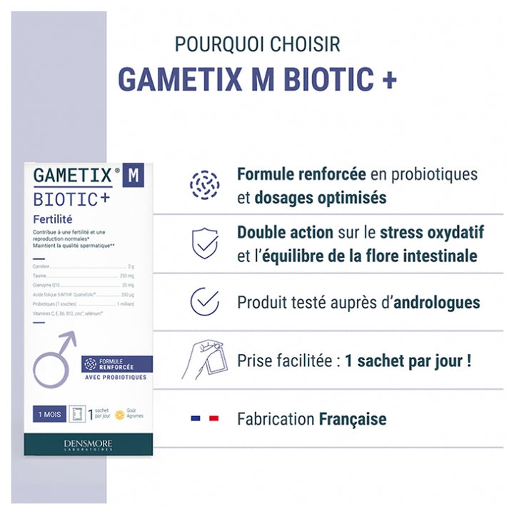 Densmore Gynecology Gametix M Biotic+ Verstärkte Formel für die Fruchtbarkeit 30 Beutel